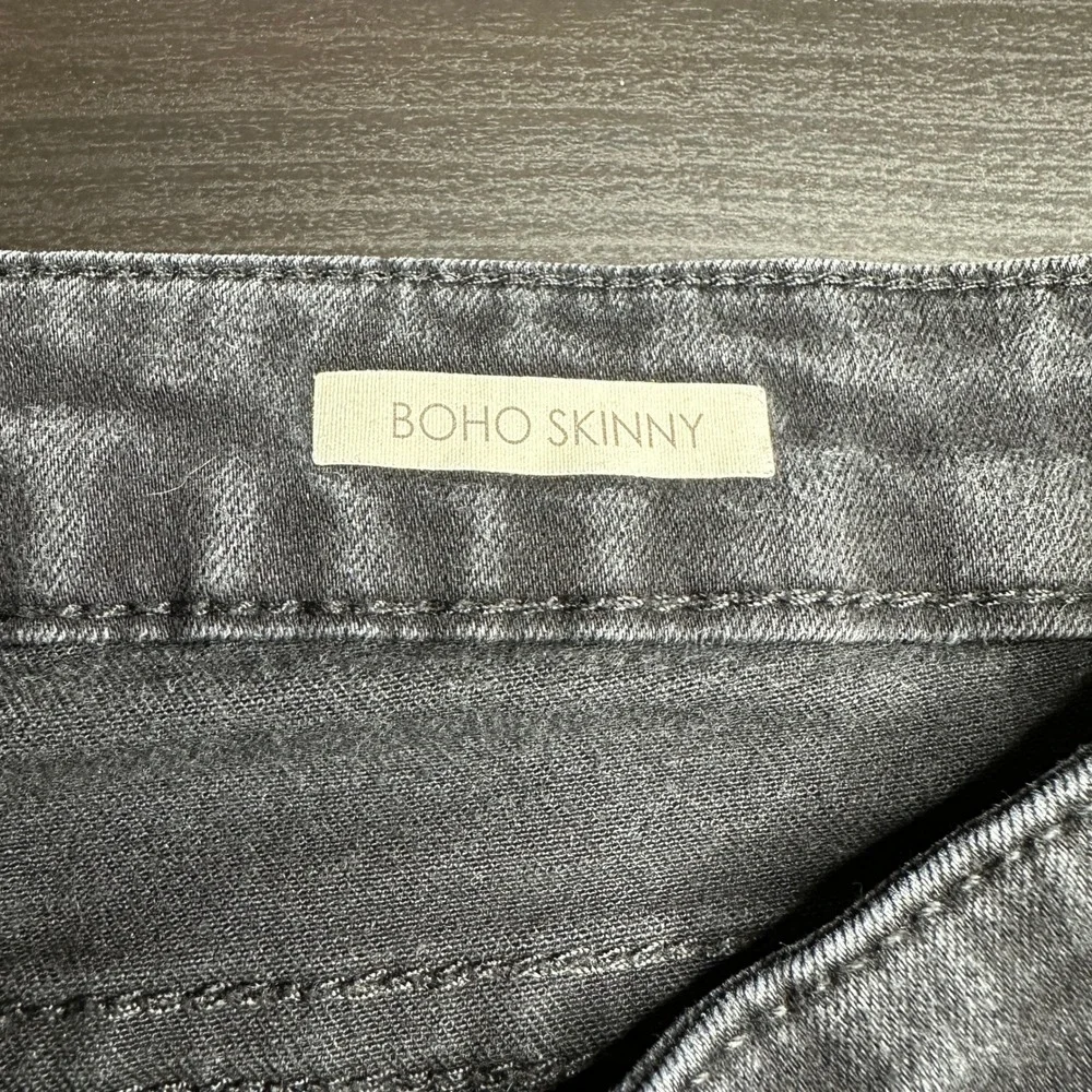 Vintage America Blues Boho Skinny Jeans Womens 12R Waist 31 Black